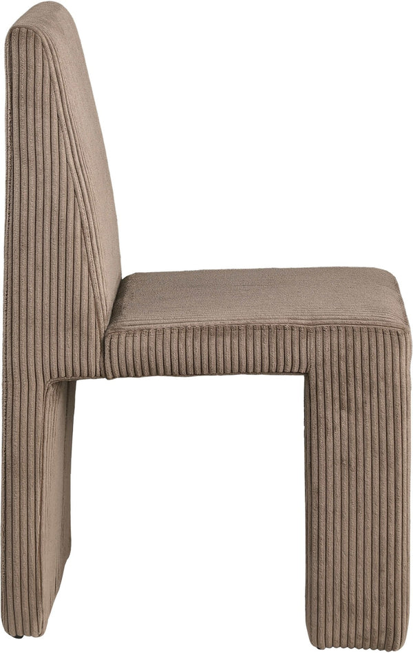 Meridian Furniture Benson Art Deco Corduroy Microsuede Upholstered Dining Chair with High Back Iron Frame Support Brown 757Brown-C