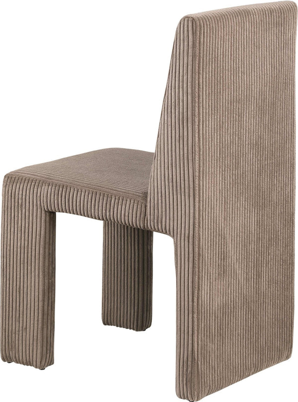 Meridian Furniture Benson Art Deco Corduroy Microsuede Upholstered Dining Chair with High Back Iron Frame Support Brown 757Brown-C