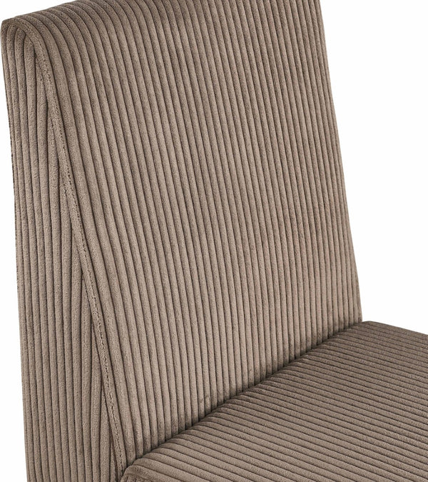 Meridian Furniture Benson Art Deco Corduroy Microsuede Upholstered Dining Chair with High Back Iron Frame Support Brown 757Brown-C