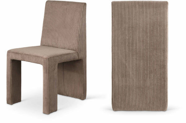 Meridian Furniture Benson Art Deco Corduroy Microsuede Upholstered Dining Chair with High Back Iron Frame Support Brown 757Brown-C