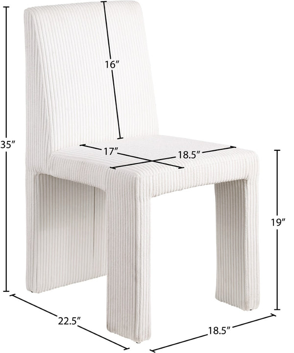 Meridian Furniture Benson Art Deco Corduroy Microsuede Upholstered Dining Chair with High Back Iron Frame Support Cream 757Cream-C