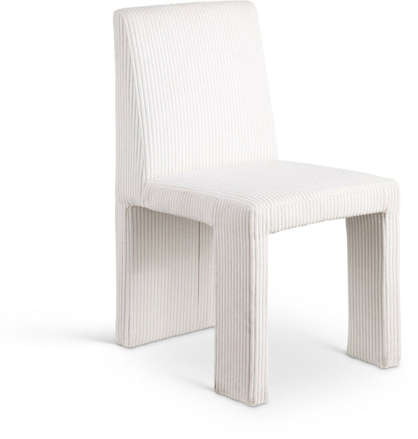 Meridian Furniture Benson Art Deco Corduroy Microsuede Upholstered Dining Chair with High Back Iron Frame Support Cream 757Cream-C