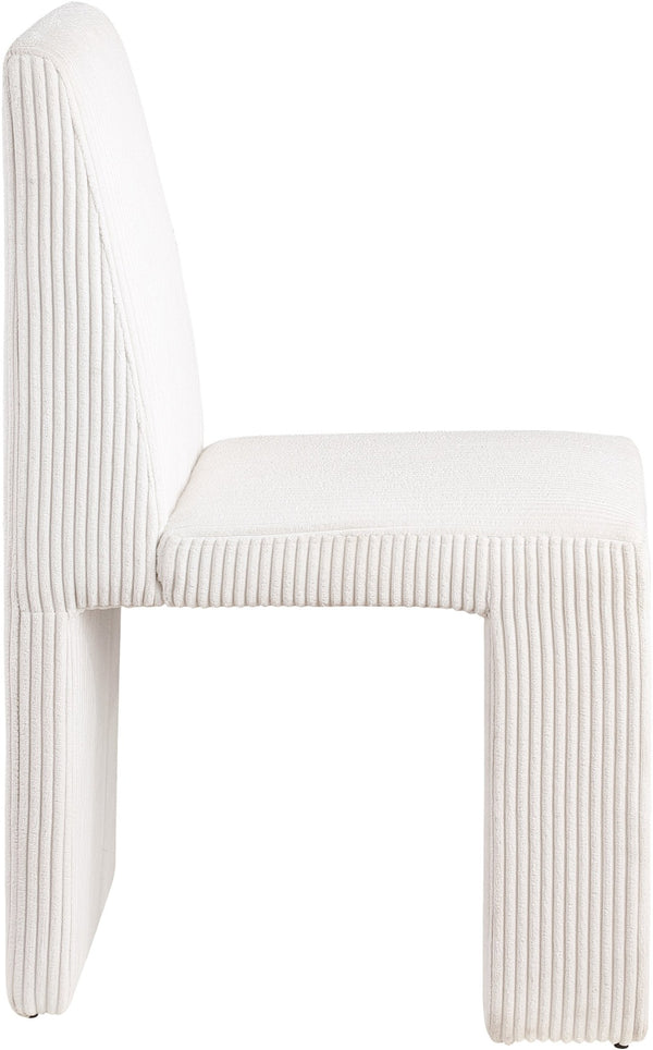 Meridian Furniture Benson Art Deco Corduroy Microsuede Upholstered Dining Chair with High Back Iron Frame Support Cream 757Cream-C