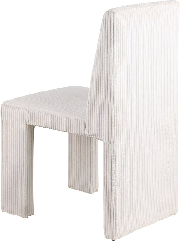Meridian Furniture Benson Art Deco Corduroy Microsuede Upholstered Dining Chair with High Back Iron Frame Support Cream 757Cream-C