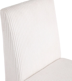 Meridian Furniture Benson Art Deco Corduroy Microsuede Upholstered Dining Chair with High Back Iron Frame Support Cream 757Cream-C