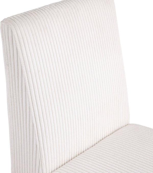 Meridian Furniture Benson Art Deco Corduroy Microsuede Upholstered Dining Chair with High Back Iron Frame Support Cream 757Cream-C