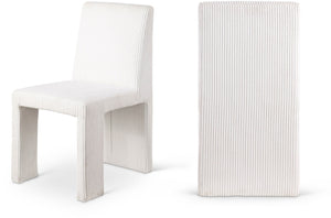 Meridian Furniture Benson Art Deco Corduroy Microsuede Upholstered Dining Chair with High Back Iron Frame Support Cream 757Cream-C