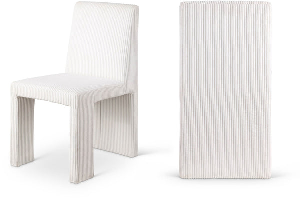 Meridian Furniture Benson Art Deco Corduroy Microsuede Upholstered Dining Chair with High Back Iron Frame Support Cream 757Cream-C