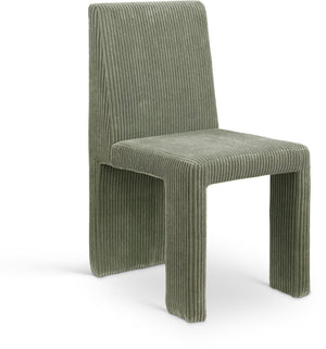 Meridian Furniture Benson Art Deco Corduroy Microsuede Upholstered Dining Chair with High Back Iron Frame Support Green 757Green-C