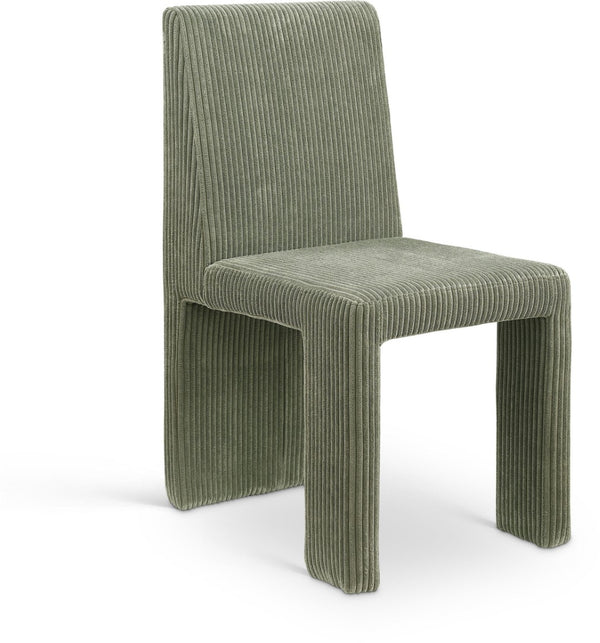 Meridian Furniture Benson Art Deco Corduroy Microsuede Upholstered Dining Chair with High Back Iron Frame Support Green 757Green-C