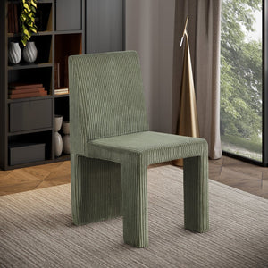 Meridian Furniture Benson Art Deco Corduroy Microsuede Upholstered Dining Chair with High Back Iron Frame Support Green 757Green-C