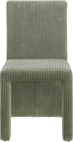 Meridian Furniture Benson Art Deco Corduroy Microsuede Upholstered Dining Chair with High Back Iron Frame Support Green 757Green-C