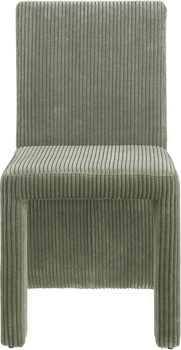 Meridian Furniture Benson Art Deco Corduroy Microsuede Upholstered Dining Chair with High Back Iron Frame Support Green 757Green-C