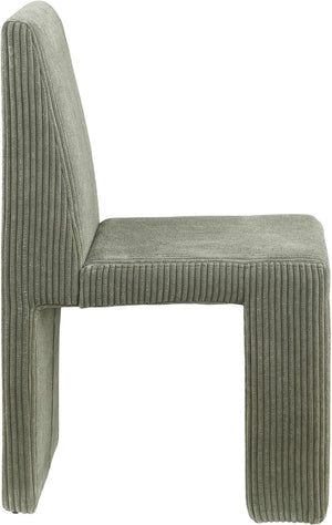 Meridian Furniture Benson Art Deco Corduroy Microsuede Upholstered Dining Chair with High Back Iron Frame Support Green 757Green-C