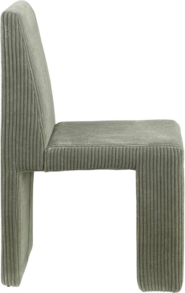 Meridian Furniture Benson Art Deco Corduroy Microsuede Upholstered Dining Chair with High Back Iron Frame Support Green 757Green-C