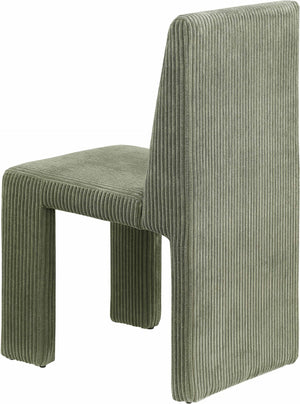 Meridian Furniture Benson Art Deco Corduroy Microsuede Upholstered Dining Chair with High Back Iron Frame Support Green 757Green-C