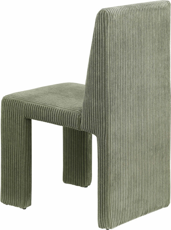 Meridian Furniture Benson Art Deco Corduroy Microsuede Upholstered Dining Chair with High Back Iron Frame Support Green 757Green-C