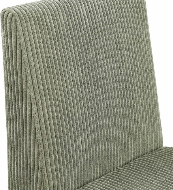 Meridian Furniture Benson Art Deco Corduroy Microsuede Upholstered Dining Chair with High Back Iron Frame Support Green 757Green-C