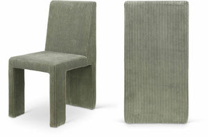 Meridian Furniture Benson Art Deco Corduroy Microsuede Upholstered Dining Chair with High Back Iron Frame Support Green 757Green-C