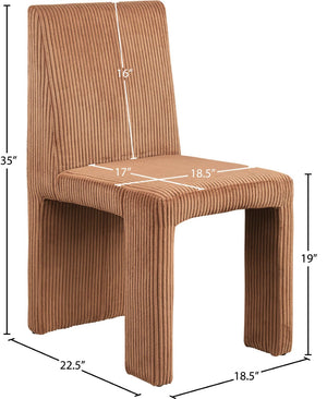Meridian Furniture Benson Art Deco Corduroy Microsuede Upholstered Dining Chair with High Back Iron Frame Support Saddle 757Saddle-C