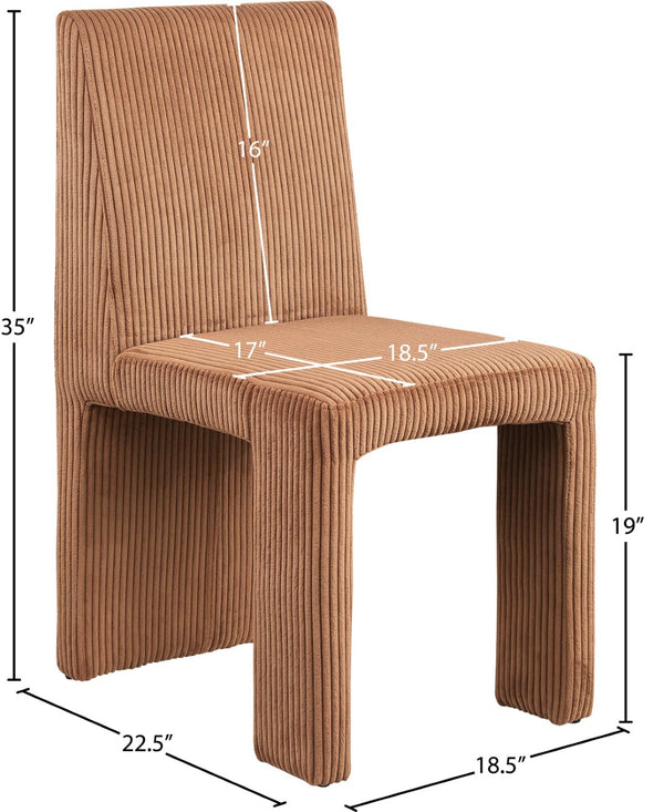 Meridian Furniture Benson Art Deco Corduroy Microsuede Upholstered Dining Chair with High Back Iron Frame Support Saddle 757Saddle-C