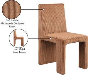 Meridian Furniture Benson Art Deco Corduroy Microsuede Upholstered Dining Chair with High Back Iron Frame Support Saddle 757Saddle-C