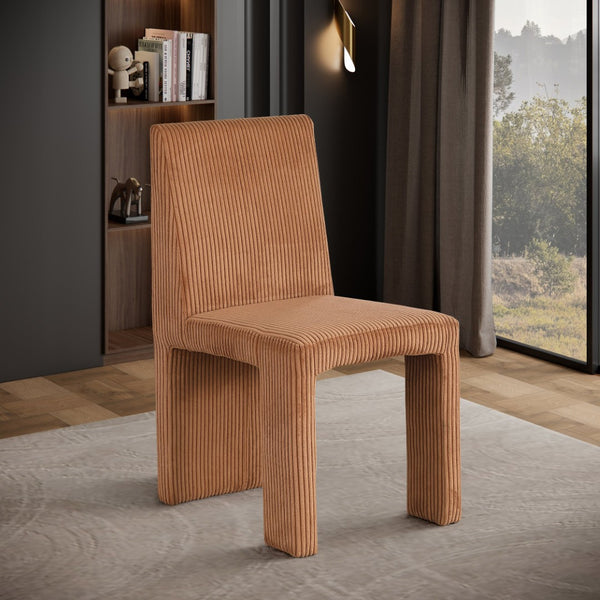 Meridian Furniture Benson Art Deco Corduroy Microsuede Upholstered Dining Chair with High Back Iron Frame Support Saddle 757Saddle-C