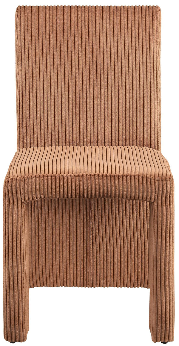 Meridian Furniture Benson Art Deco Corduroy Microsuede Upholstered Dining Chair with High Back Iron Frame Support Saddle 757Saddle-C