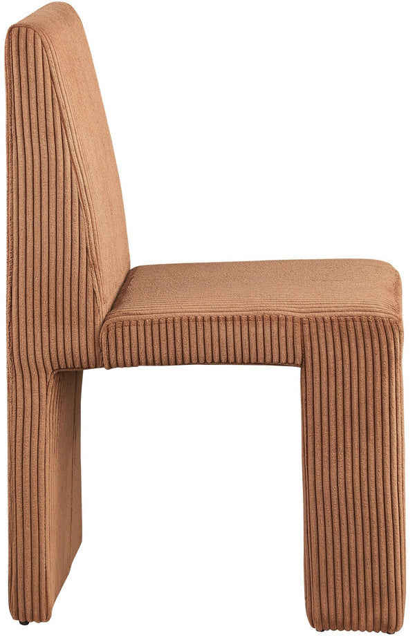 Meridian Furniture Benson Art Deco Corduroy Microsuede Upholstered Dining Chair with High Back Iron Frame Support Saddle 757Saddle-C