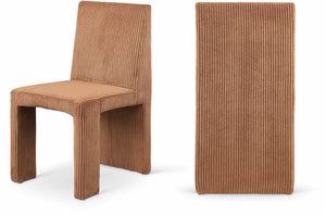 Meridian Furniture Benson Art Deco Corduroy Microsuede Upholstered Dining Chair with High Back Iron Frame Support Saddle 757Saddle-C