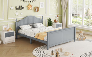 English Elm Full Full Size Kids Bed Gray — Solid Pine Wood Platform with Headboard & Footboard, Guardrail, 300LB Capacity W2593P358753