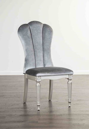 English Elm Silver Glam 2pc Side Chair Set with Light Gray Upholstery, Fluted Metal Legs, Modern Dining Comfort B2741P406183