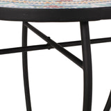 Christopher Knight Home® - Noble House - La Crescenta Outdoor Side Table with Tile Top, Yellow, Red, and Black