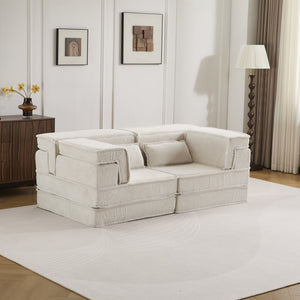 English Elm Compression Modular Sofa Bed - Versatile No Assembly Floor Couch With Soft Circle Fleece Fabric W3723P377147