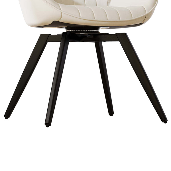 English Elm A set of 4 dining chairs featuring ergonomic PU upholstery, sturdy black metal legs and modern flair Black White W2189S00744