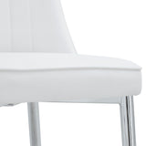 English Elm 2 Modern Dining Chairs, Smooth Pu Leather Backrest and Silver-Toned Metal Legs For A Comfortable Home Experience For Kitchens, Bedrooms and Offices.