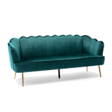 Christopher Knight Home® - Noble House - Reitz Modern Glam Velvet Channel Stitch 3 Seater Shell Sofa