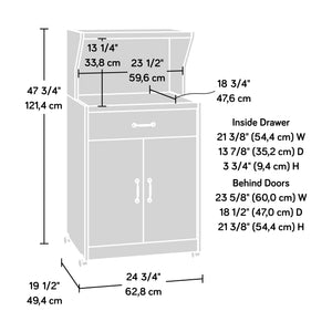 English Elm Microwave/Kitchen Cart Black finish with Drawer, Cord Management, Adjustable Shelf & Casters for Small Spaces B356P402799