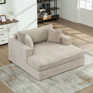 English Elm 56.3" Chenille Linen Sleeper Sofa with Pocketed Springs and Modern Metal Base W3189S00009