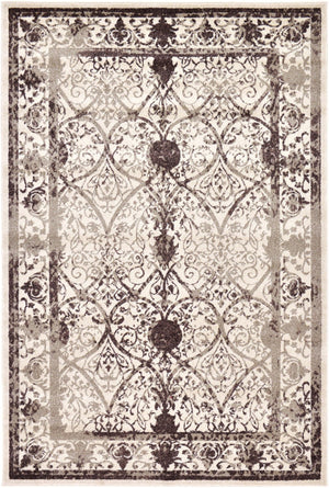 Unique Loom La Jolla Traditional Machine Made Floral Rug Beige, Beige/Brown/Ivory/Light Brown 6' 1" x 9' 0"