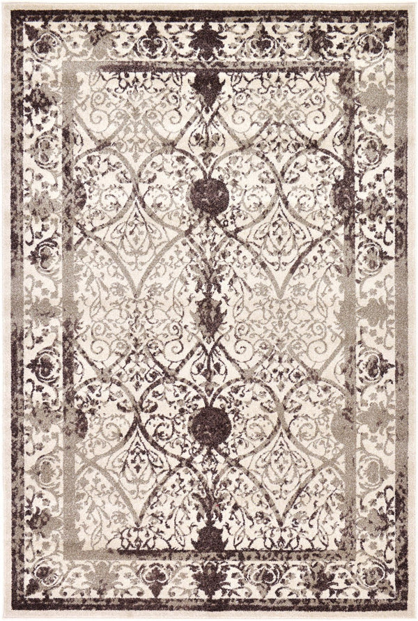 Unique Loom La Jolla Traditional Machine Made Floral Rug Beige, Beige/Brown/Ivory/Light Brown 6' 1" x 9' 0"