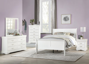English Elm White Sleigh Queen Bed With Curved Headboard, Under-Bed Storage & Brushed Nickel Hardware Accents B062S00538-GIGA