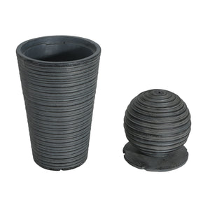 English Elm Christopher Knight Home® - 31.5"H Tall Striped Concrete Column Fountain with LED Light Effects, Weatherproof Accent for Courtyards N765P324550G