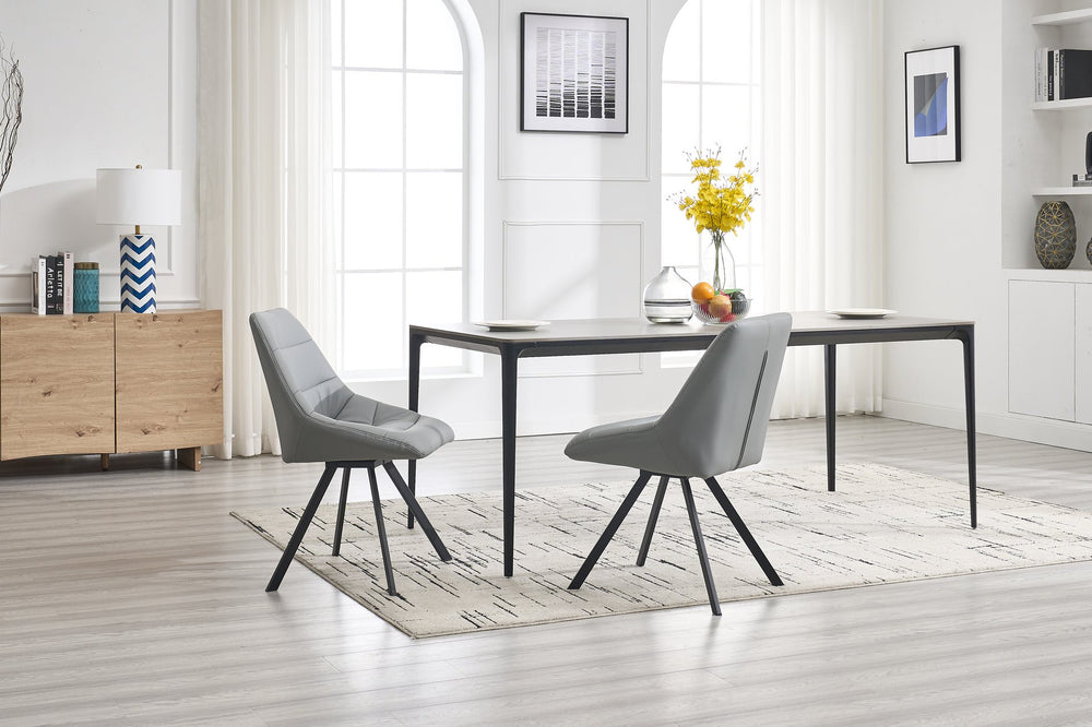 English Elm Dining Thickened Fabric Chair Set of 2 with Metal Legs — Cozy Modern Bar-Style Seating for Kitchen and Dining Spaces Grey W1249P243510