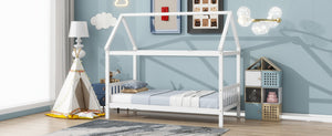 English Elm Twin House Shaped Kids Bed Solid Rubberwood Platform Frame with Storybook Silhouette W504P363904