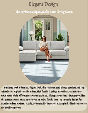 English Elm Fx-P20M-3S0-Cw Modern L-Shaped Sectional Sofa With Ottoman, Deep Comfort & Hidden Storage For Homes W576S00229