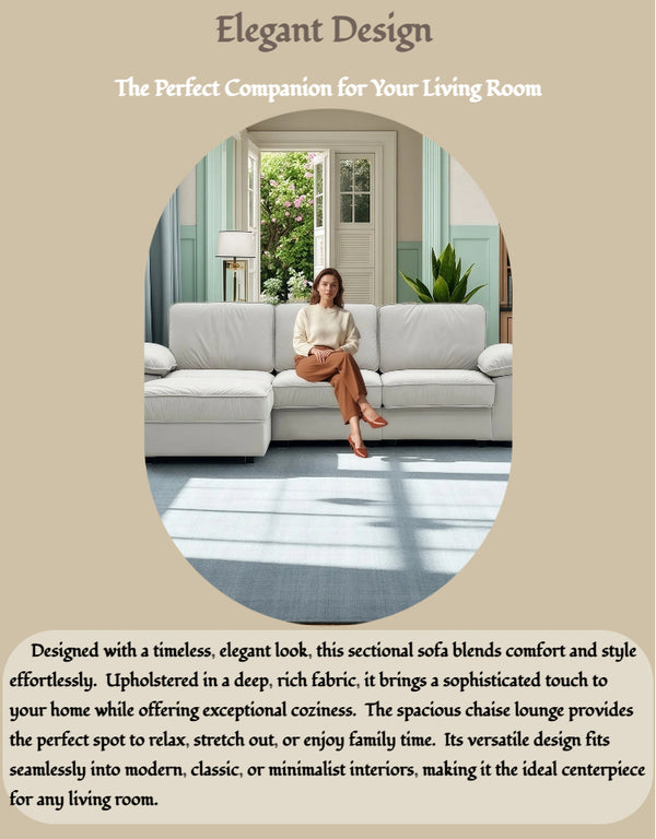 English Elm Fx-P20M-3S0-Cw Modern L-Shaped Sectional Sofa With Ottoman, Deep Comfort & Hidden Storage For Homes W576S00229