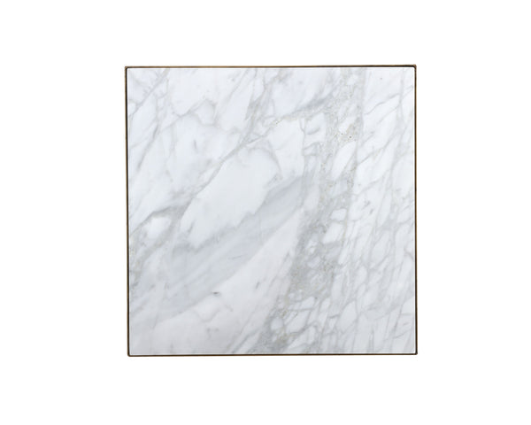 Sunpan Evert Modern Marble End Table with Antique Brass Frame - Unique Italian Design for Stylish Living