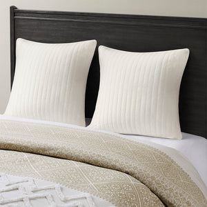 JLA Home INK+IVY - Cotton Quilted Euro Sham with Embroidered Texture, Breathable 26x26 Farmhouse Accent Pillow Cover White II11-227