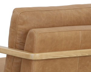 Sunpan Castell Swivel Lounge Chair - Luxurious Top Grain Leather, Handcrafted Design, Ultimate Comfort & Style Rustic Oak / Ludlow Sesame Leather